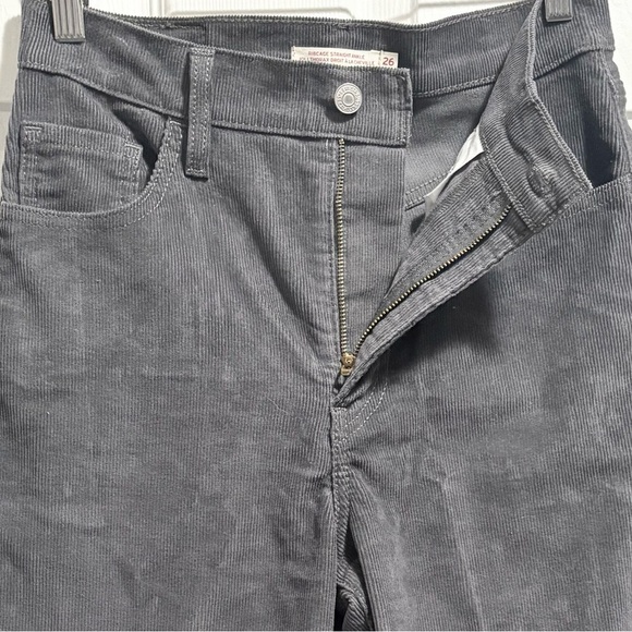 Levi's Corduroy Ribcage Straight Ankle Jeans Grey Pants High Rise Womens Size 26 - Picture 6 of 13